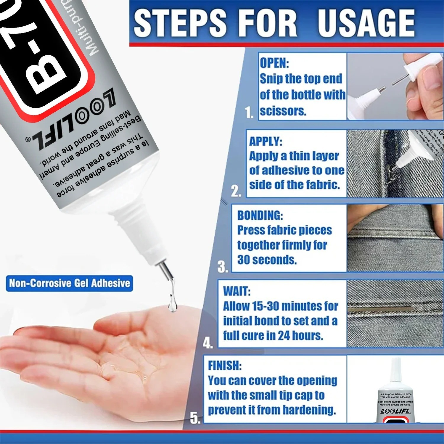 Quick Dry Fabric Glue Waterproof Clothing Repair Adhesive Textile Sewing Glue