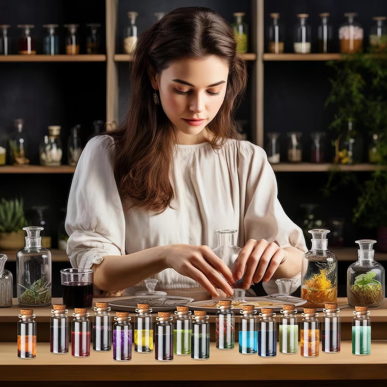30 PCS Mini Glass Bottles, 10Ml Small Glass Bottles, Vials Cork Stoppers, Spell