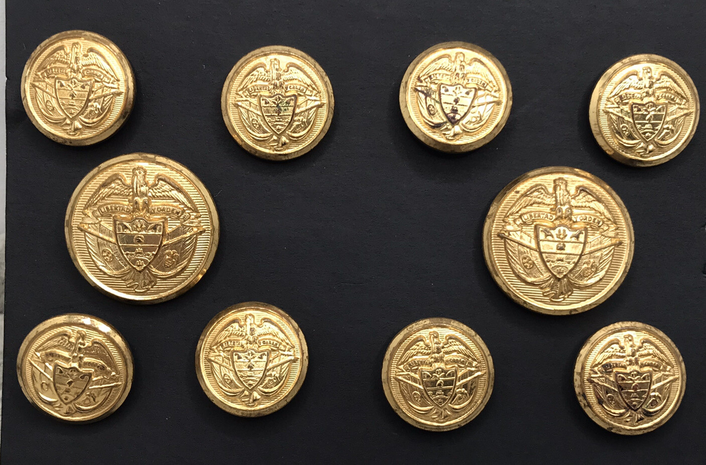 Men’s Blazer Jacket Button Set of 10 Gold-Tone LIBERTAD Y ORDEN Freedom & Order