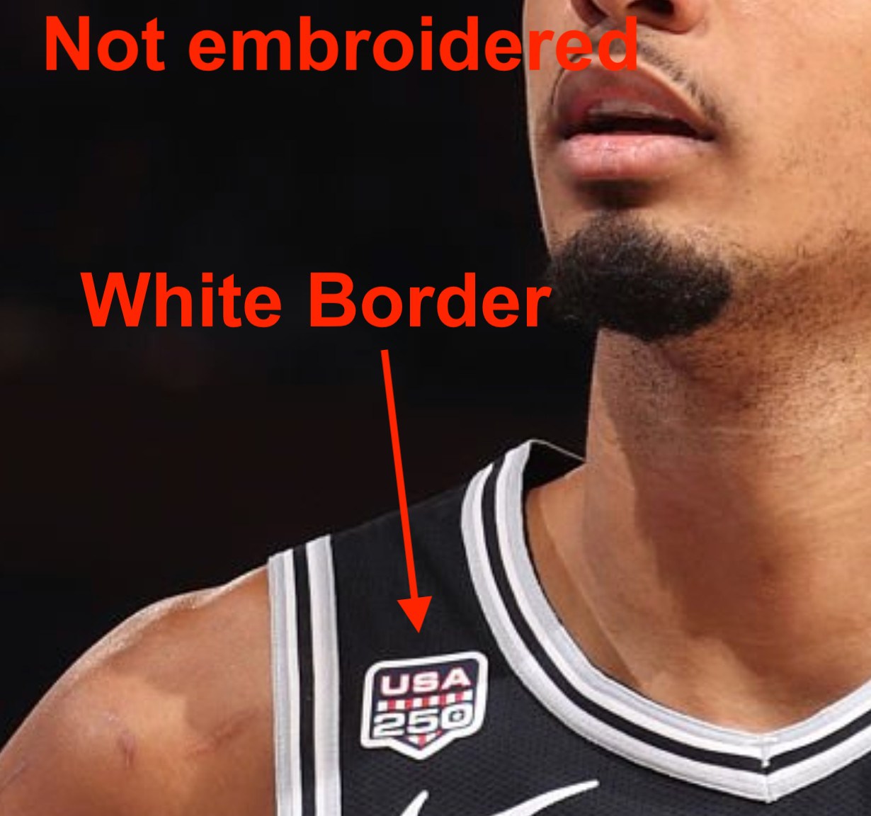USA 250 Patch NBA Finals San Antonio Spurs Basketball Jersey Patch Anniversary