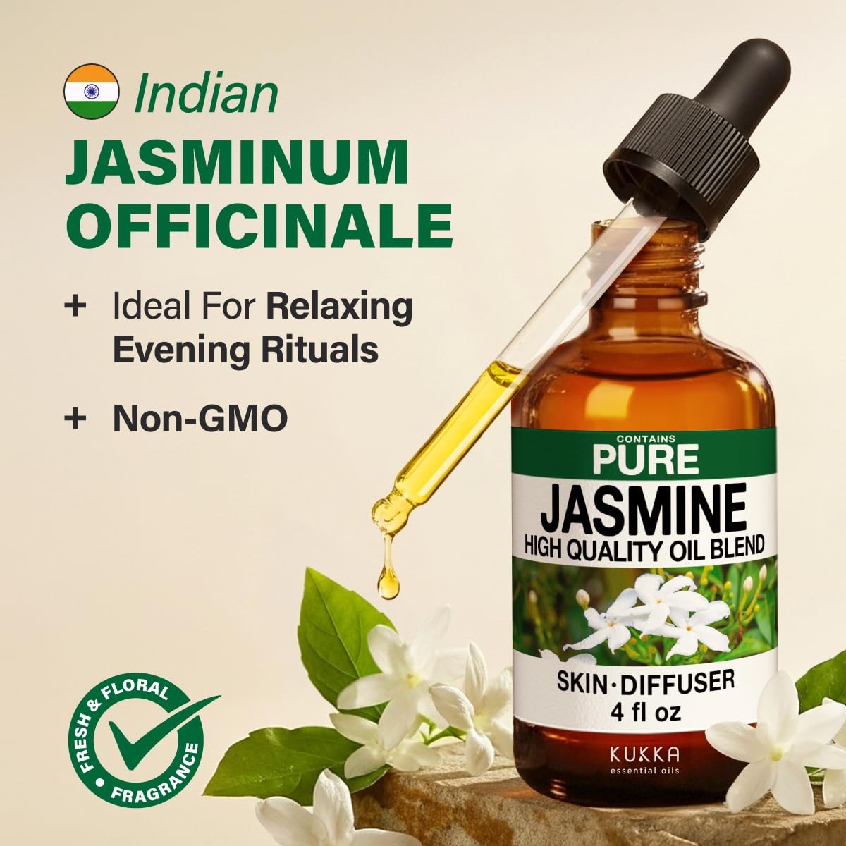 100% Pure Jasmine Oil – 4 Fl Oz 4.00 (Pack of 1), Clear to Pale Yellow