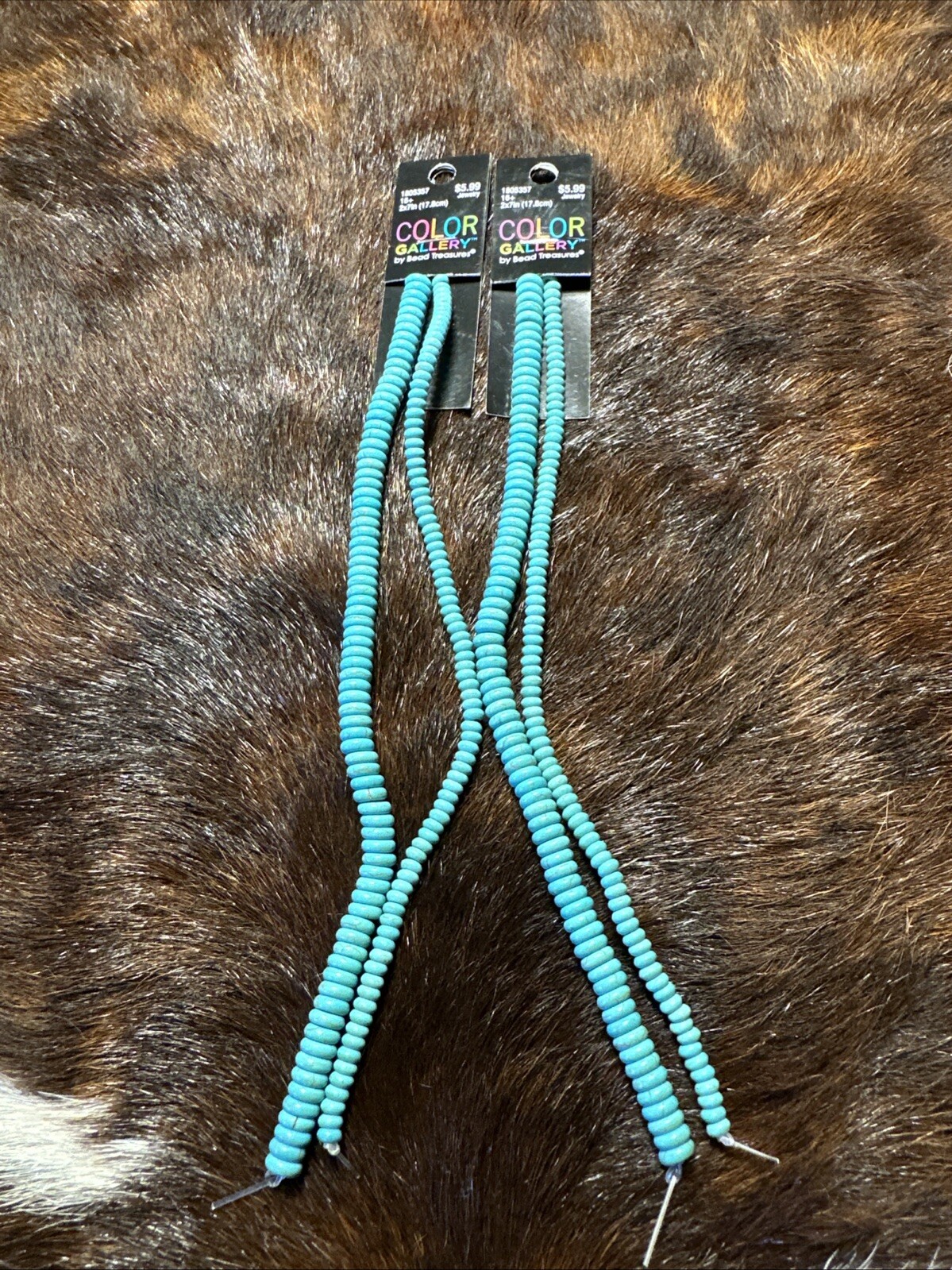 Turquoise Bead Strands Button Shape 17.8cm 7 Inches Long 4 Strands Size Varies