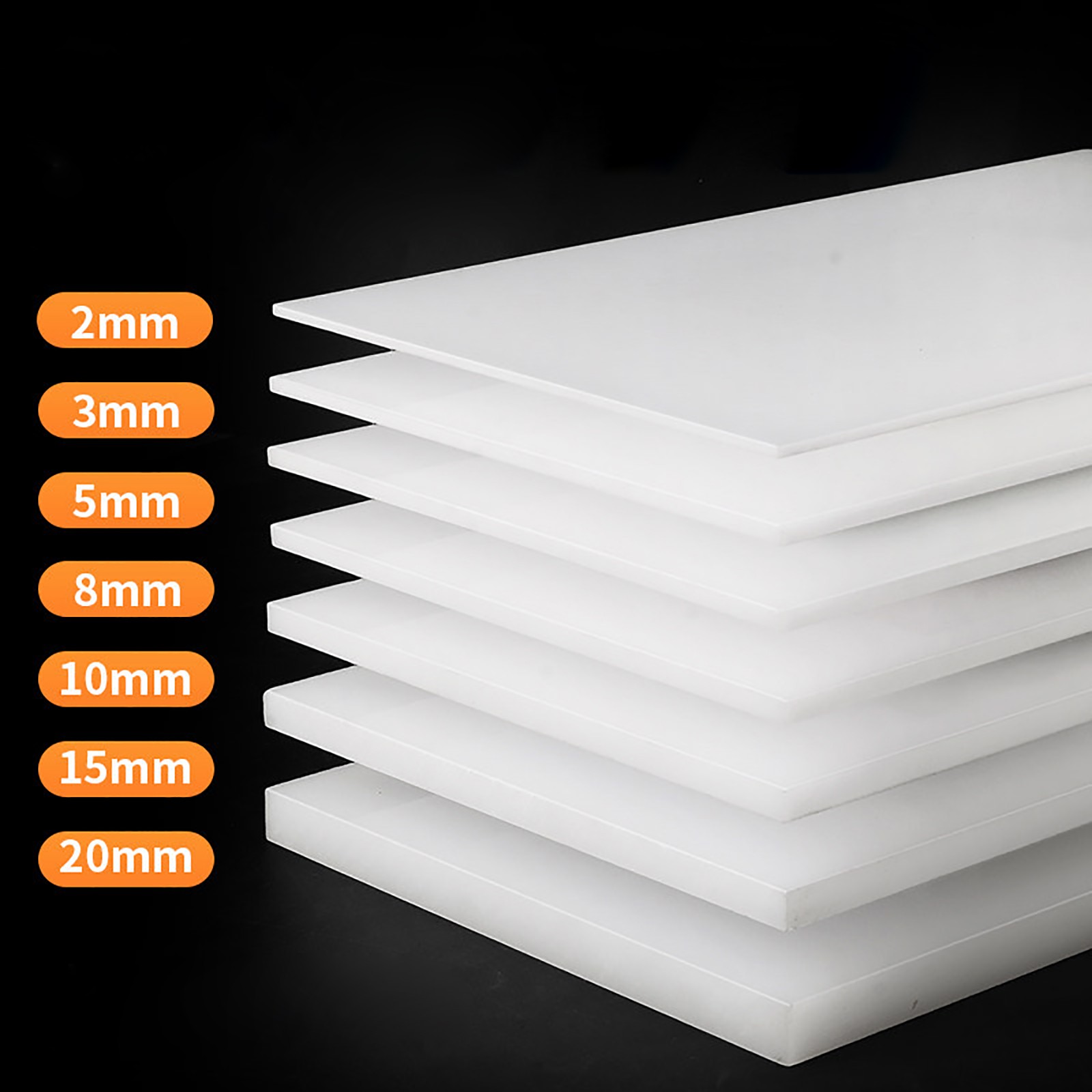 White Acrylics Sheets Cut To Size Hard Plastic Plate 100mm-210mm Thick 1mm-30mm