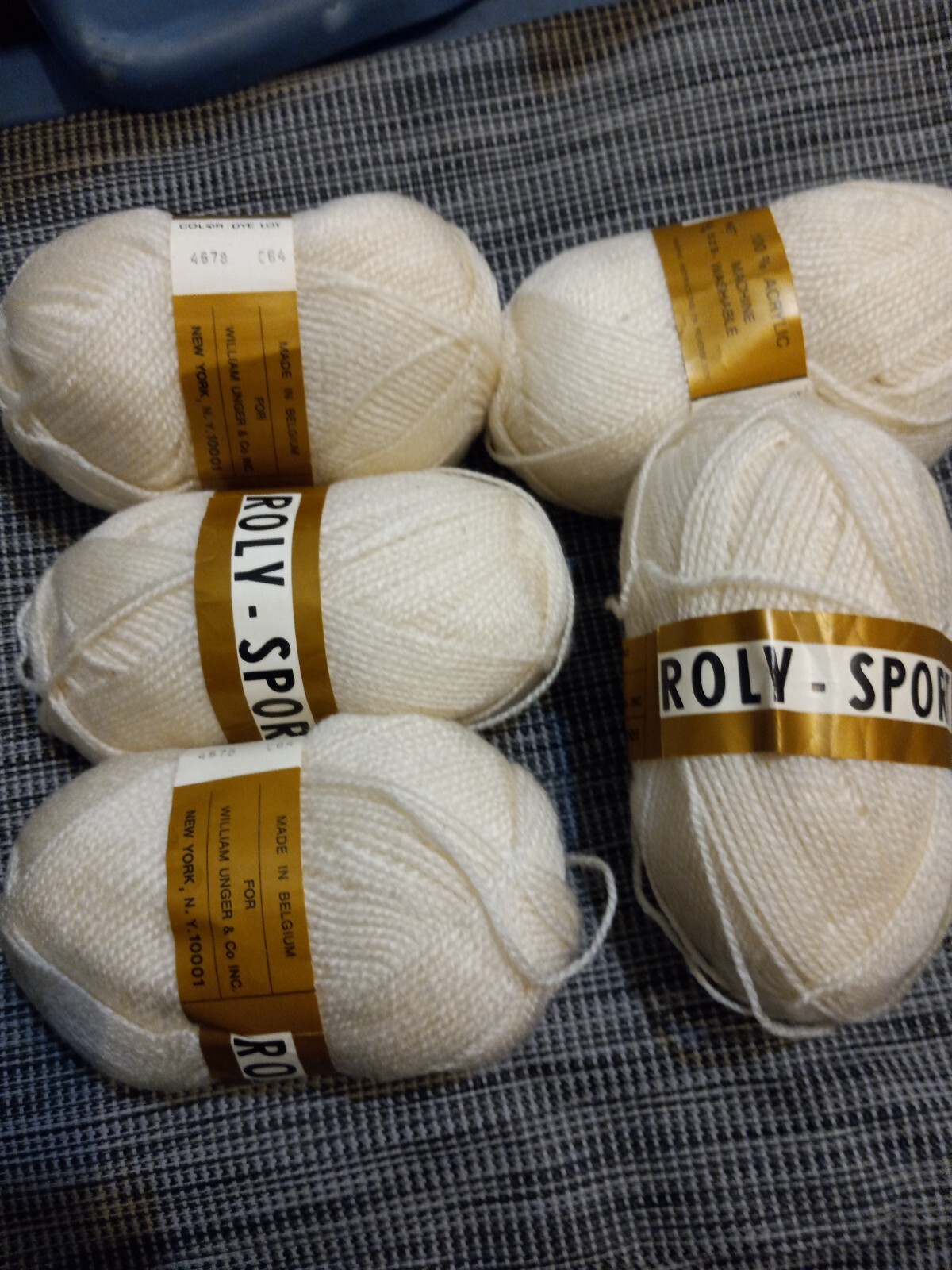 5 Skeins ROLY SPORT Acrylic Yarn #4578 Ivory 2.9 oz