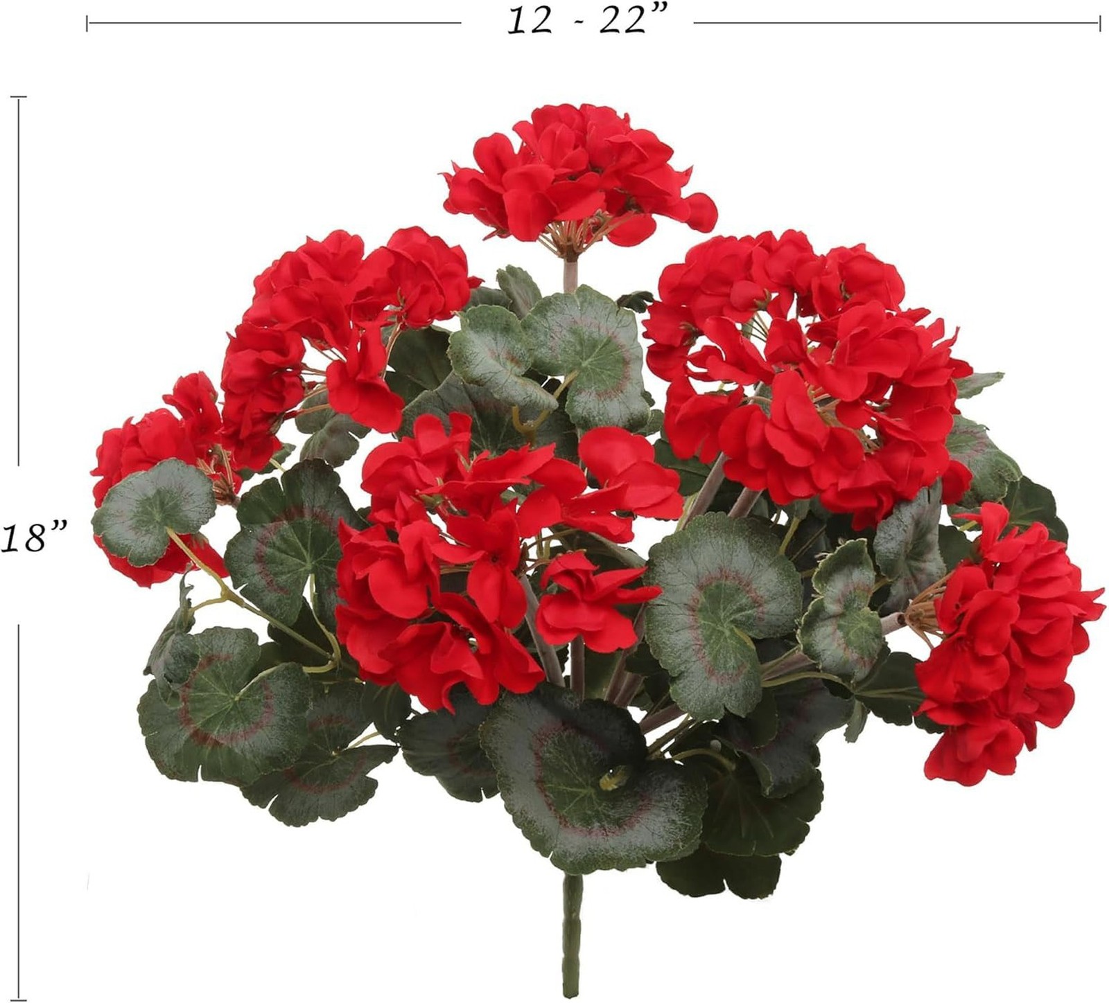 3-Pack Red Real-Touch Artificial Geranium Bushes, 18″ UV & Water Resistant Fa…