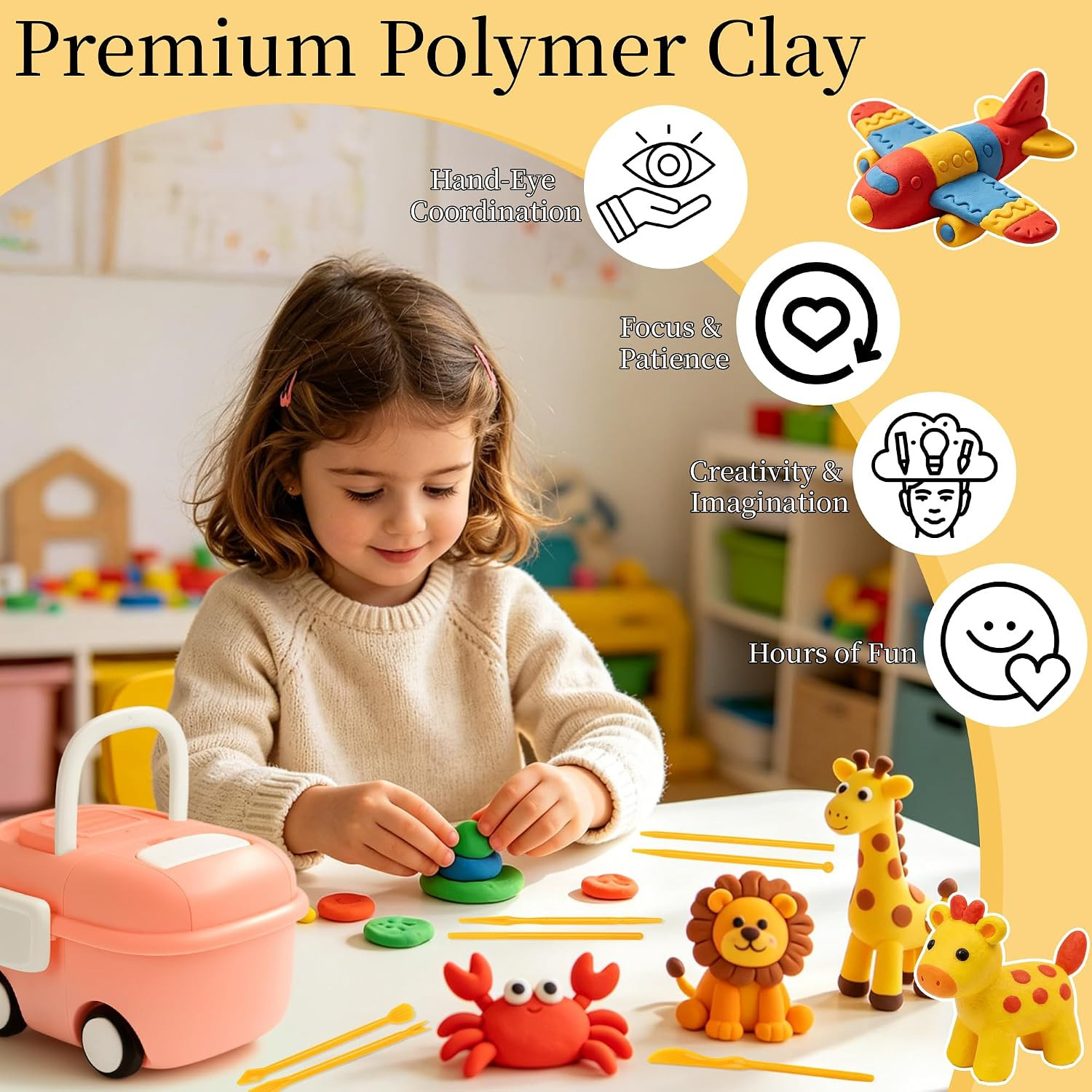 285 Pcs Polymer Clay 120 Colors Oven Bake Modeling Clay | Clay DIY Starter Kit w