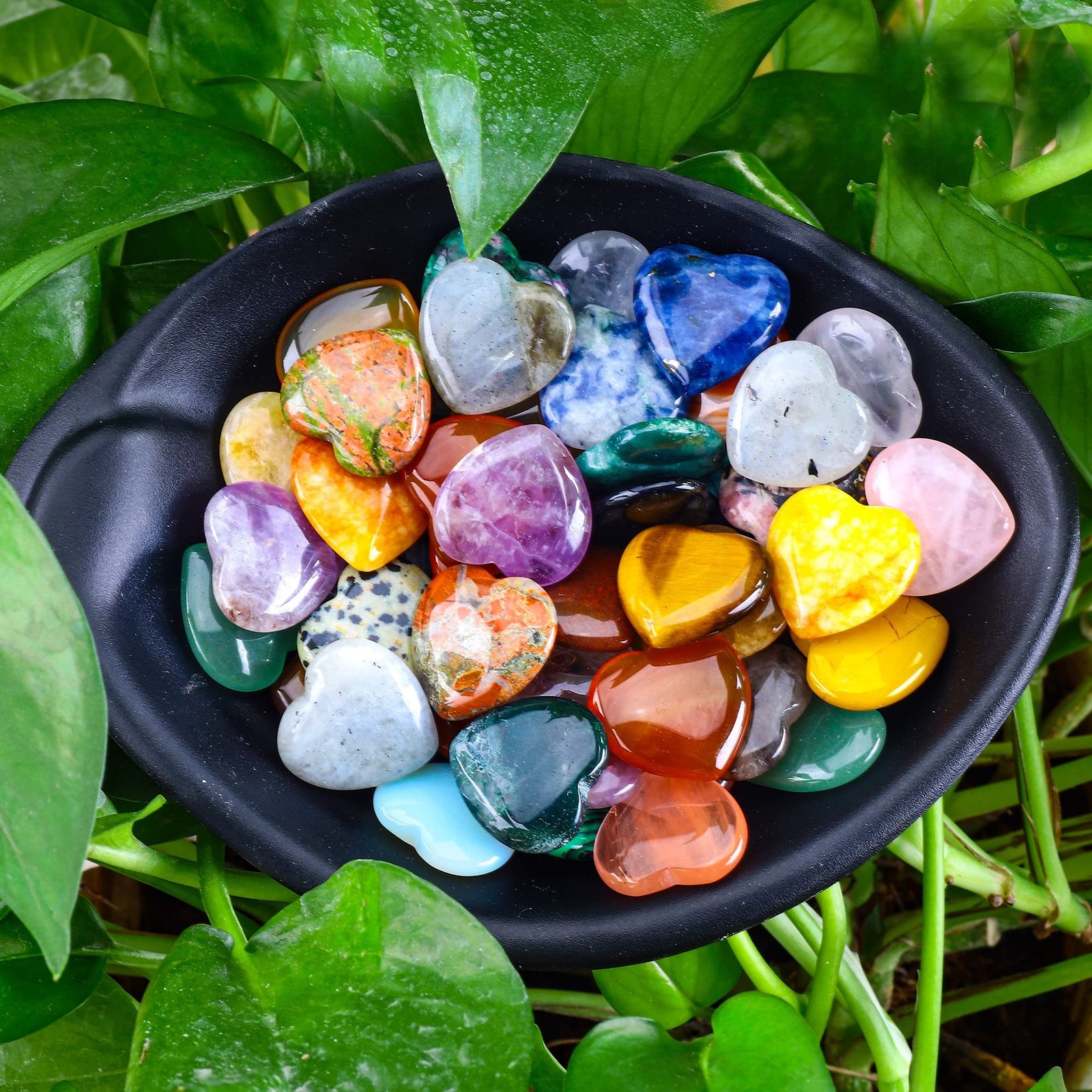 40pcs Natural Heart Shaped Crystal Stones 0.8 Inch Pocket Hearts Bulk Stones …