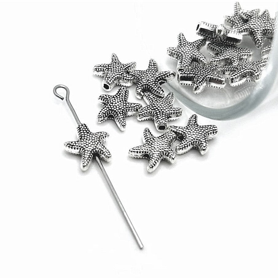 Antique Silver Starfish Spacer Beads, 10x10mm – US Seller
