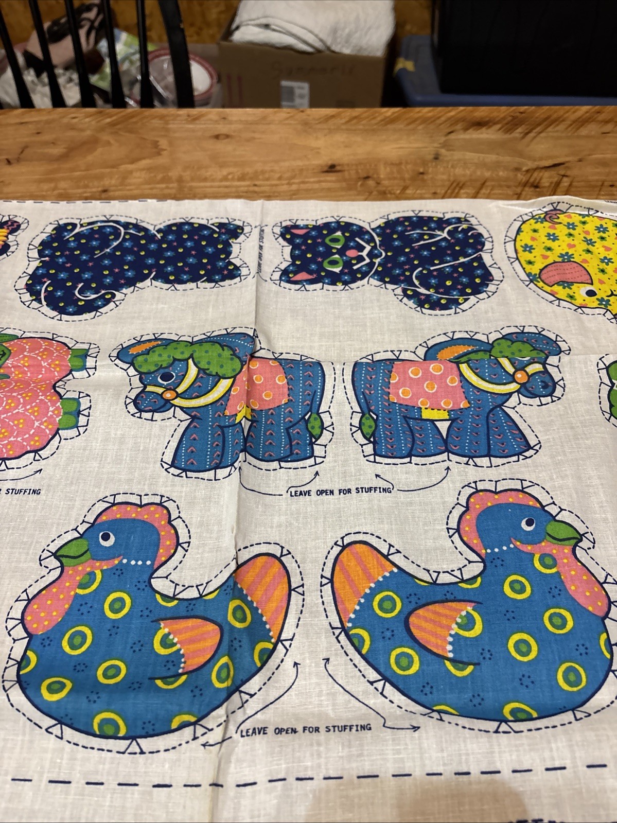 Vintage Poly-Fil Holiday Ornaments Colorful Fabric / Cut & Stuff Panel Set Of 8