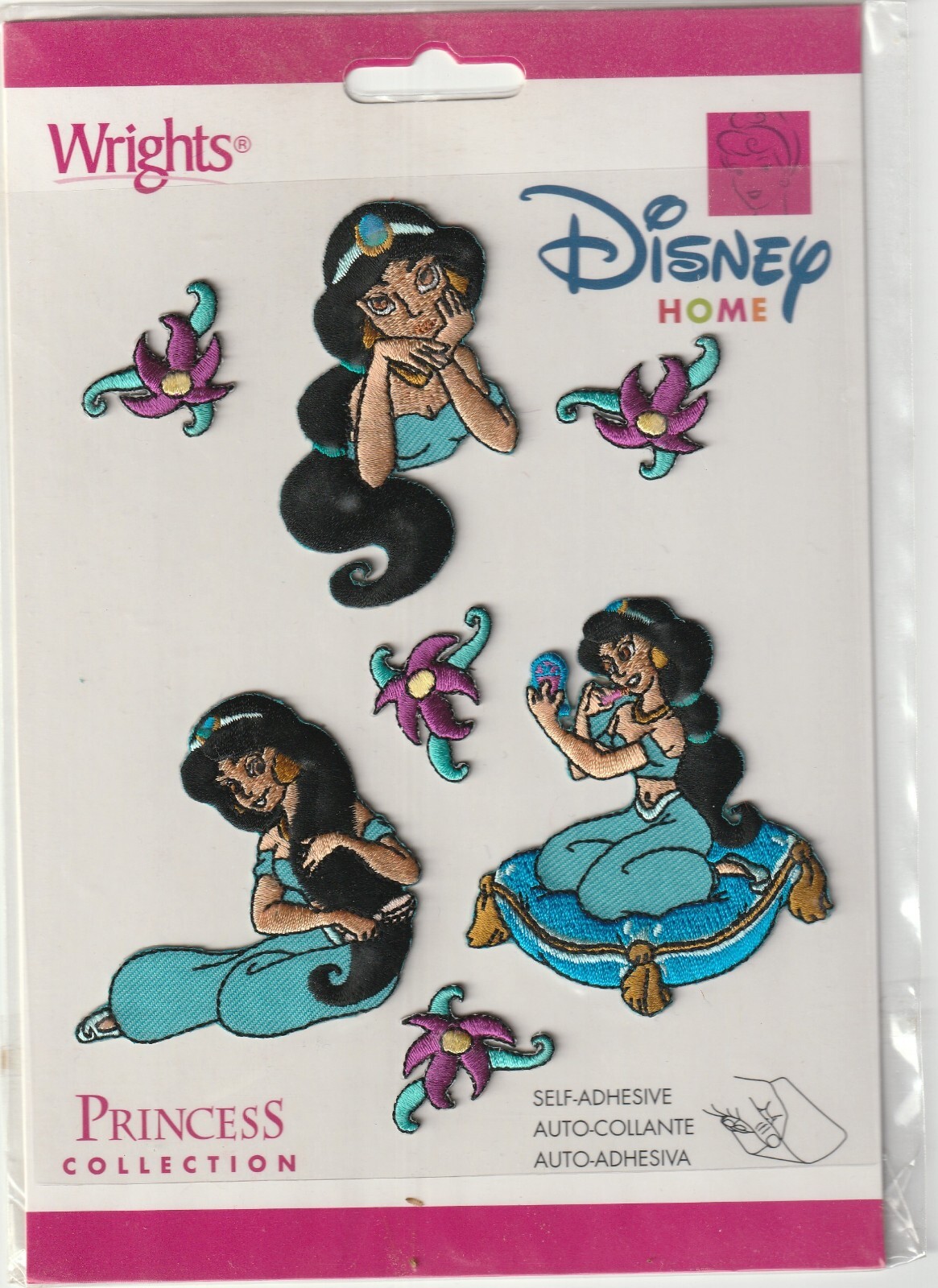 RARE! Disney ALADDINS JASMINE PRINCESS adhesive sew on appliques Fast FREE ship!