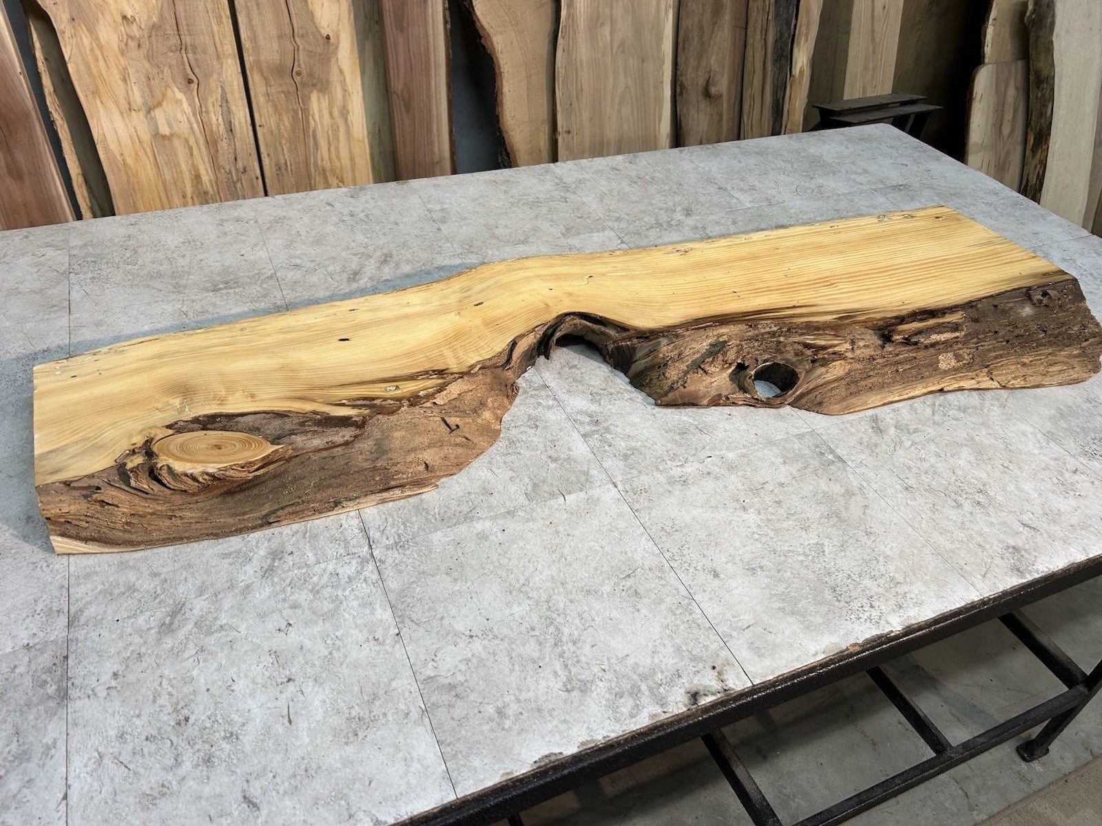 Gnarly Live Edge Pine Wood Slab/ Rustic Shelf or Mantle/Dried Wormy Pine Wood