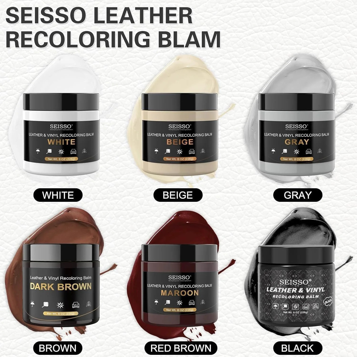 SEISSO Leather Recoloring Balm, Leather Repair Kit for Furniture, Leather Scratc
