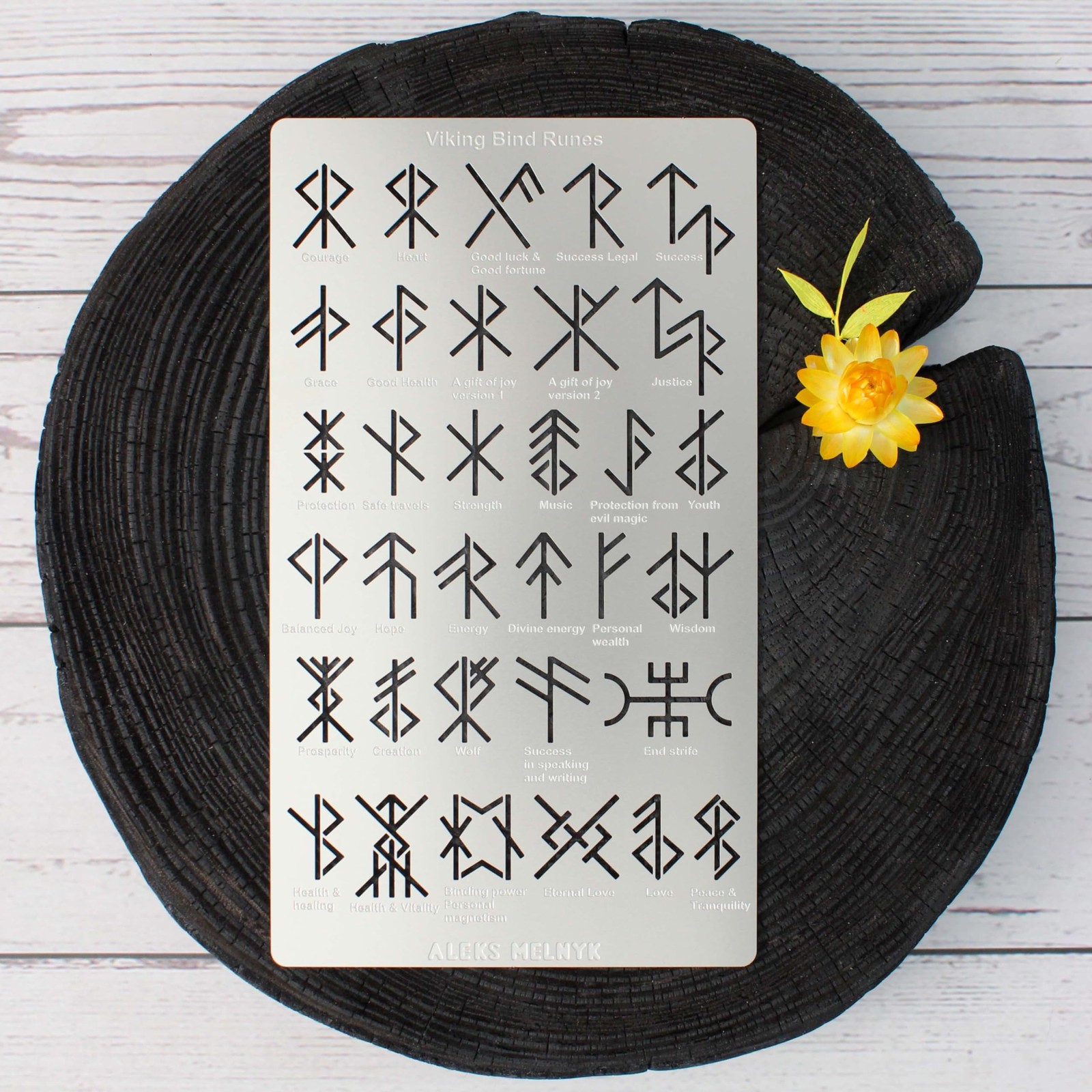 Aleks Melnyk No.412 Metal Stencil, Viking Bind Runes Generator, 4 x 7 inch