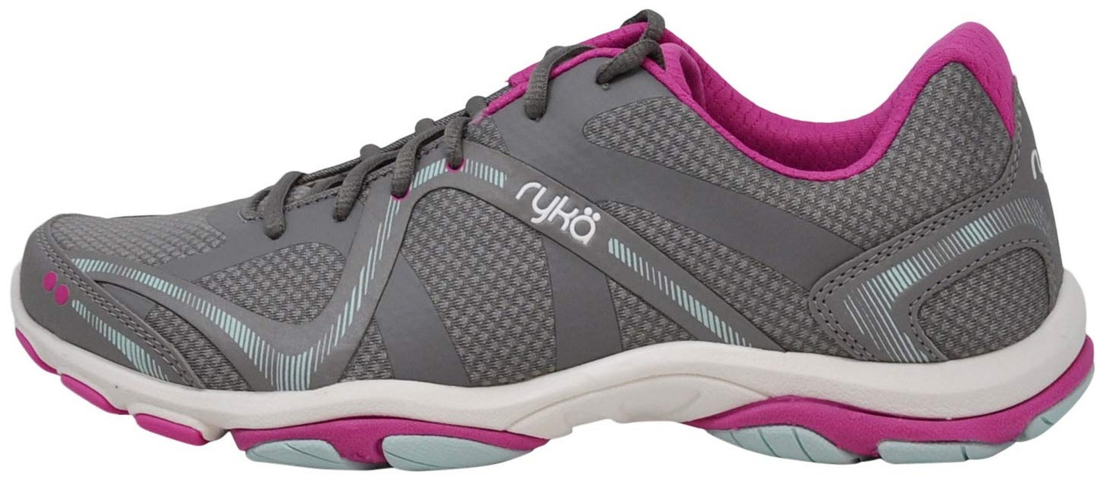 Ryka Women’s Influence Cross Trainer 8 Wide Frost Grey/Rose/Pale Aqua