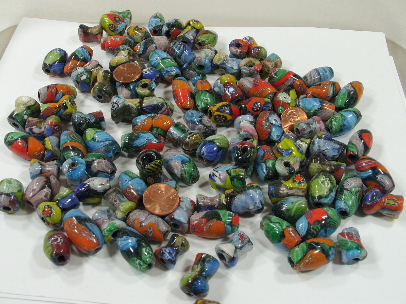 2 Pounds Assorted Shapes and Sizes India Handmade Multicolor Glass Bead (D-11) ⭐
