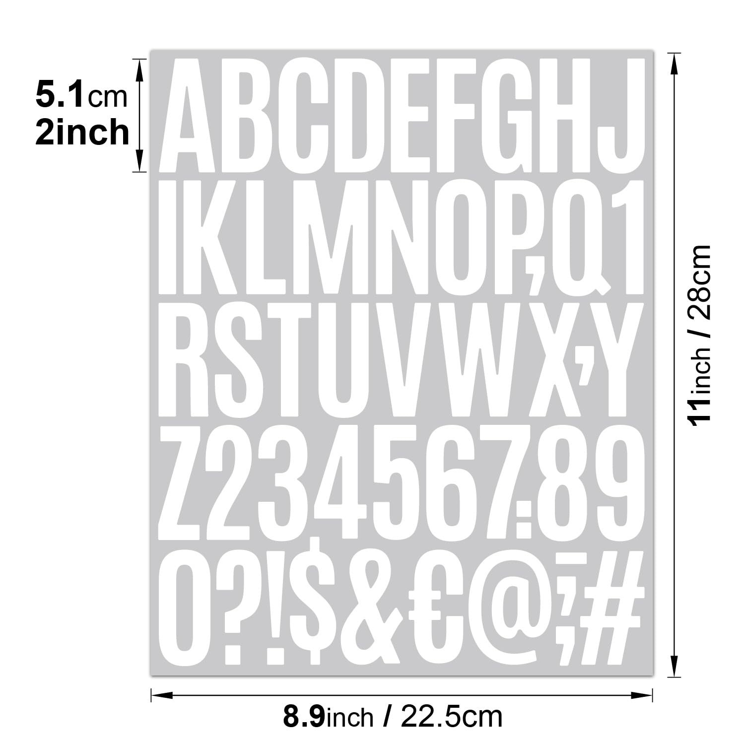 10 Sheets 500 Pcs Vinyl Letter Stickers, 2 inch Self-Adhesive Alphabet Numbers S