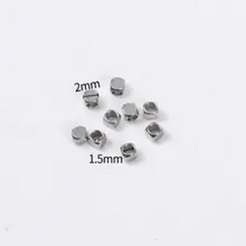 Faceted Square Spacer Beads -2mm Stainless Steel Hole Bead Jewelry Making 100PCS