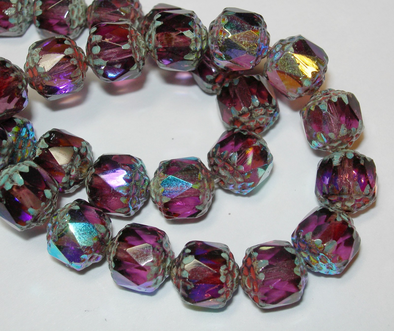 20 Amethyst Travertine AB Cathedral Czech Glass 6mm beads