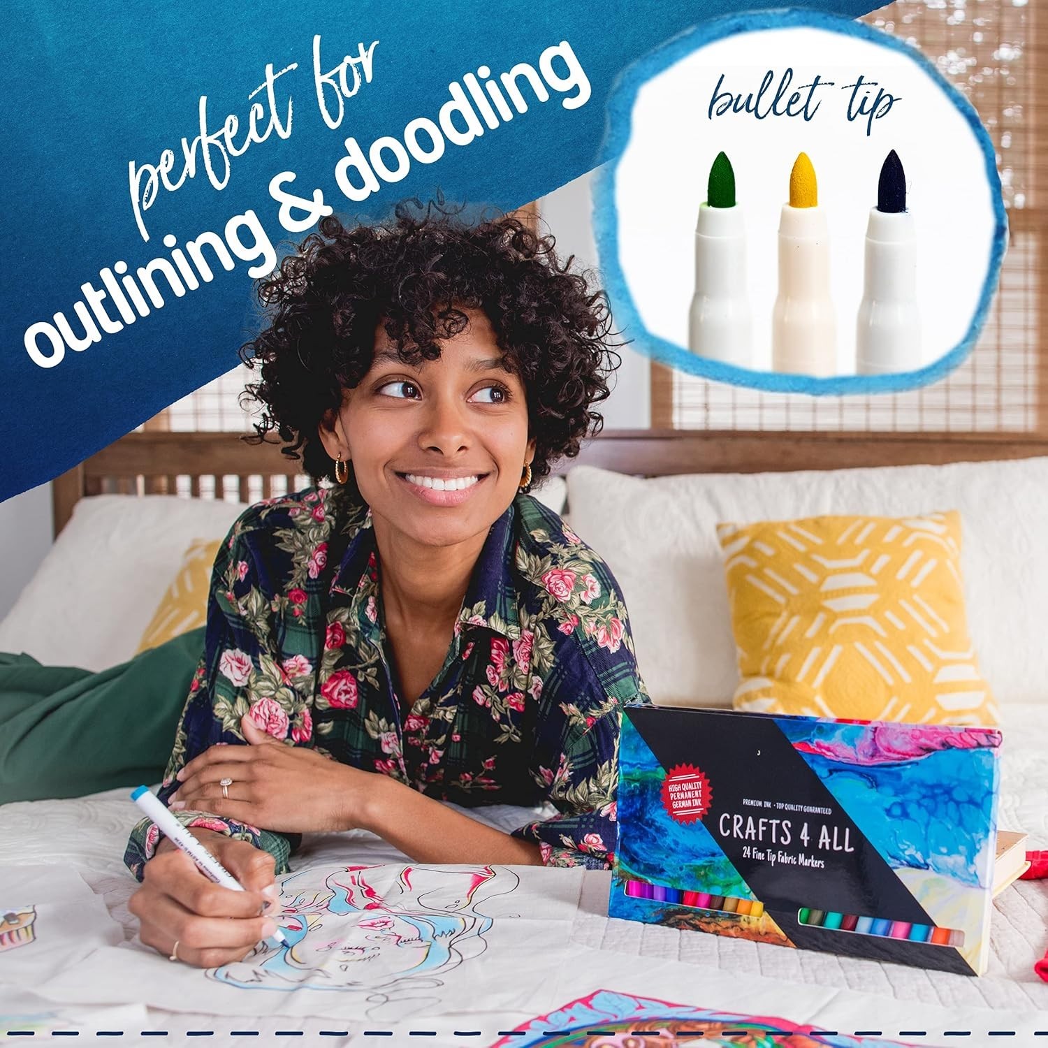 Fabric Pens for Clothes – Pack of 24 No Fade, Fabric Markers Permanent for Te…