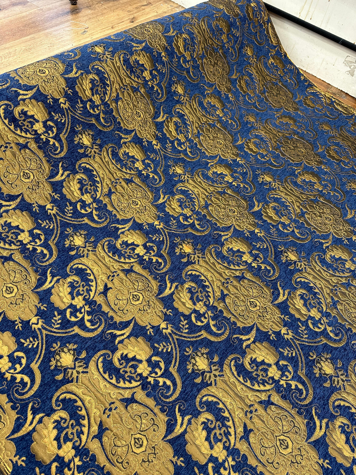 Drapery and Upholstery Chenille Fabric By the Yard Elegant Damask Pattern 58″ w
