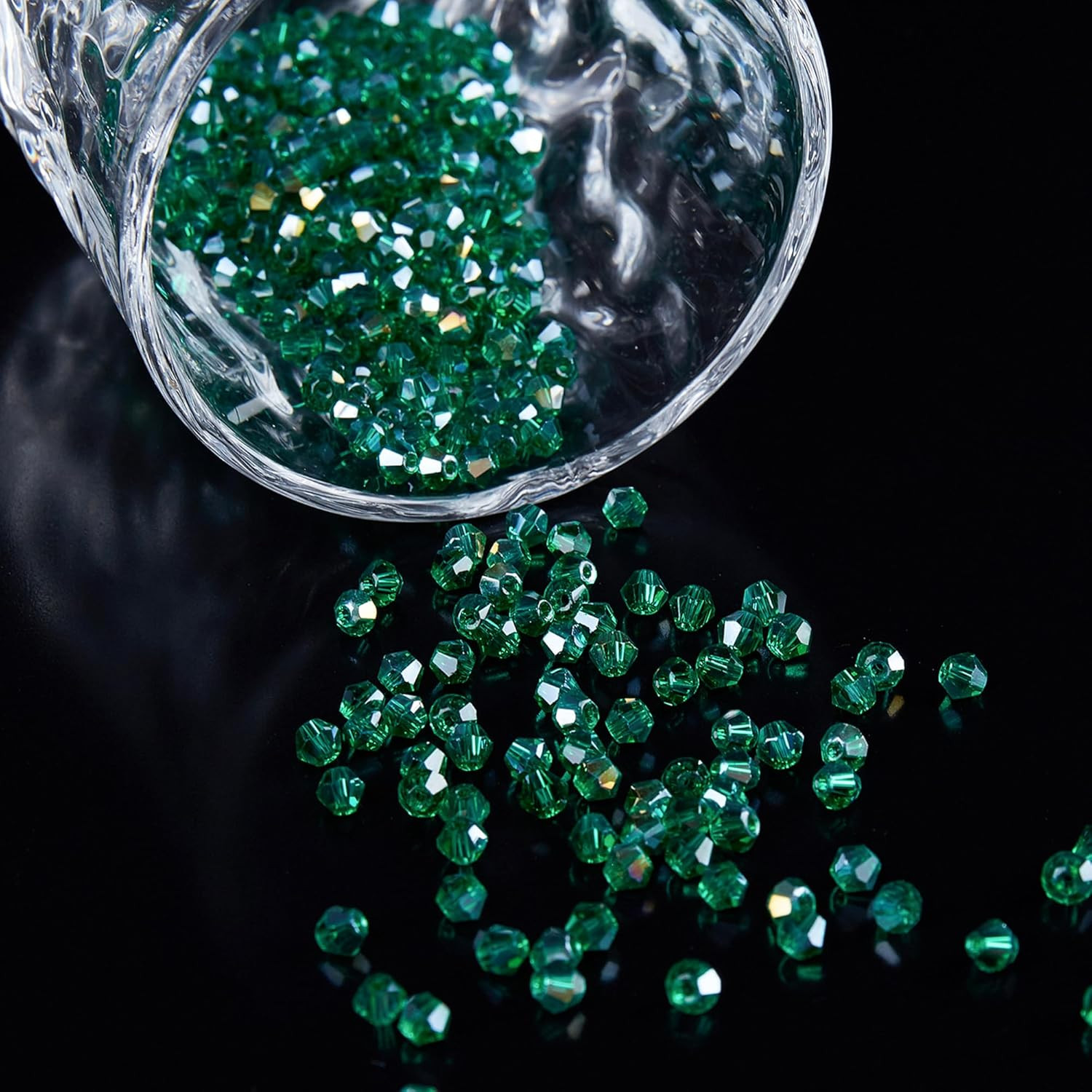 1100PCS 4mm Bicone Crystal Glass Beads for Jewelry Making, Sparkling Mini Beads