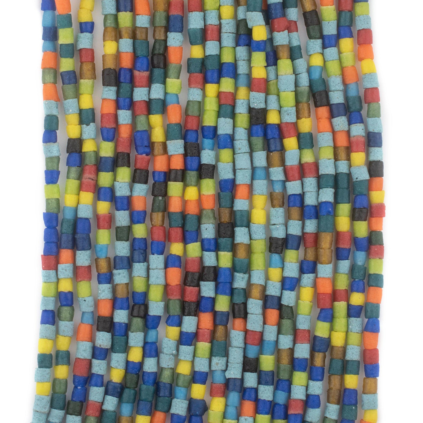 Rainbow Medley Sandcast Seed Beads 4mm Ghana African Multicolor Glass Handmade