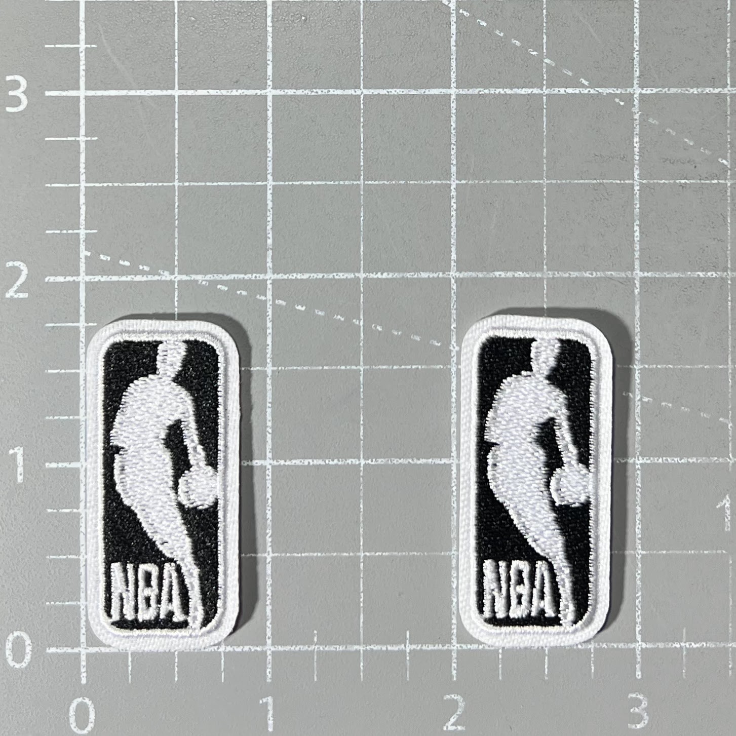 NBA Logo Patch 2 Pieces Basketball Black White Embroidered Iron On 1.75×0.75″