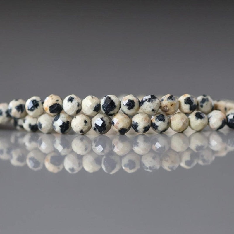 Dalmatian Jasper Beads 3mm 3.4mm Faceted Round Micro Gemstone 15″ Strand DIY
