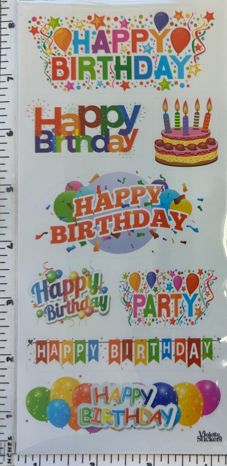 Violette Stickers Rainbow Happy Birthday Scrapbook Craft Planner Supply