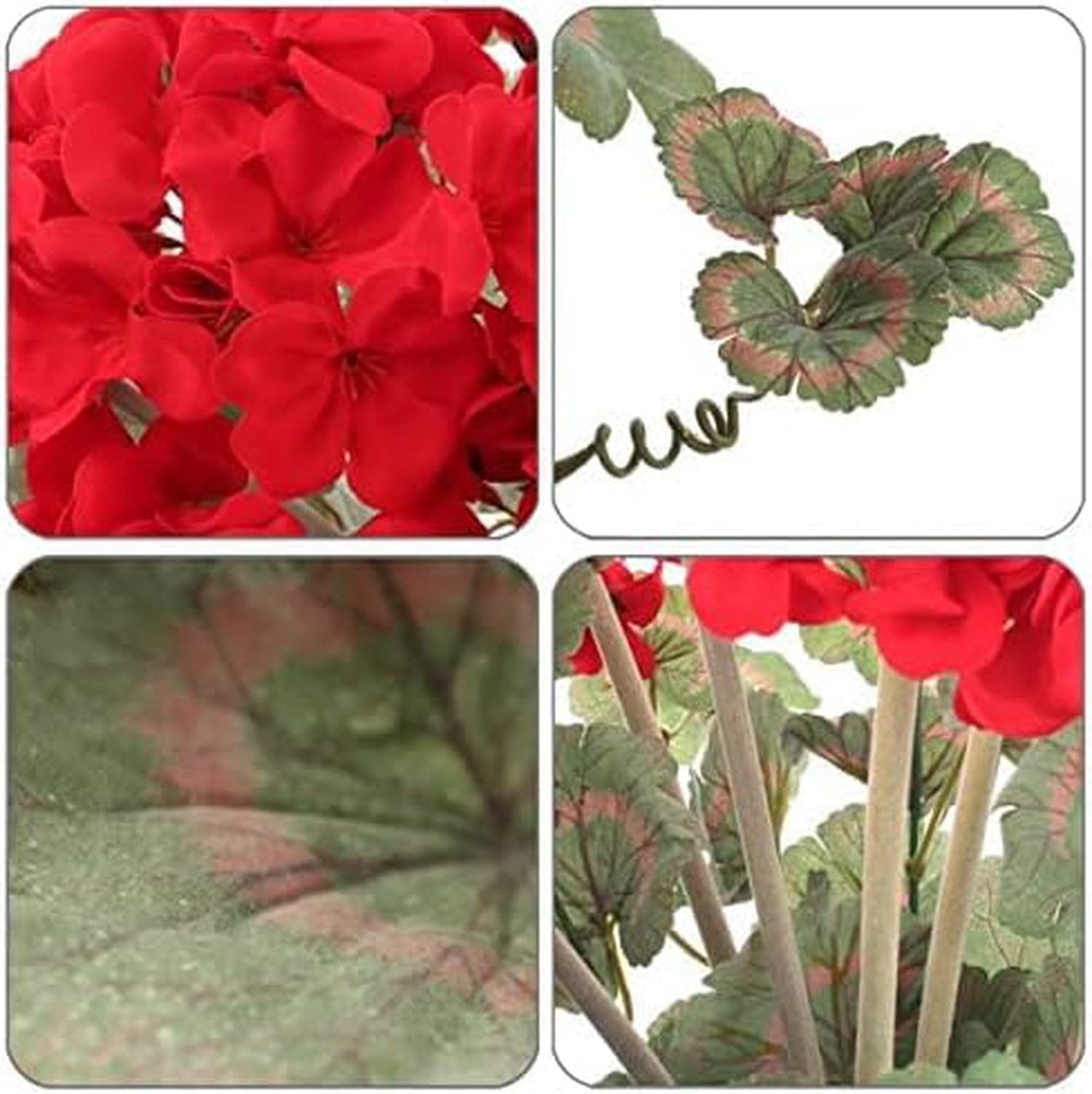 3-Pack Red Real-Touch Artificial Geranium Bushes, 18″ UV & Water Resistant Fa…