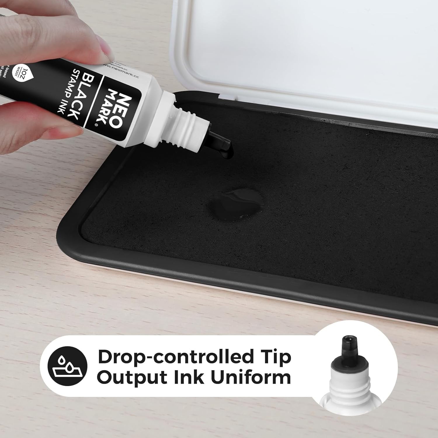 Black Stamp Ink, Quick-Drying Non-Toxic Refill Ink, 1oz Bottle