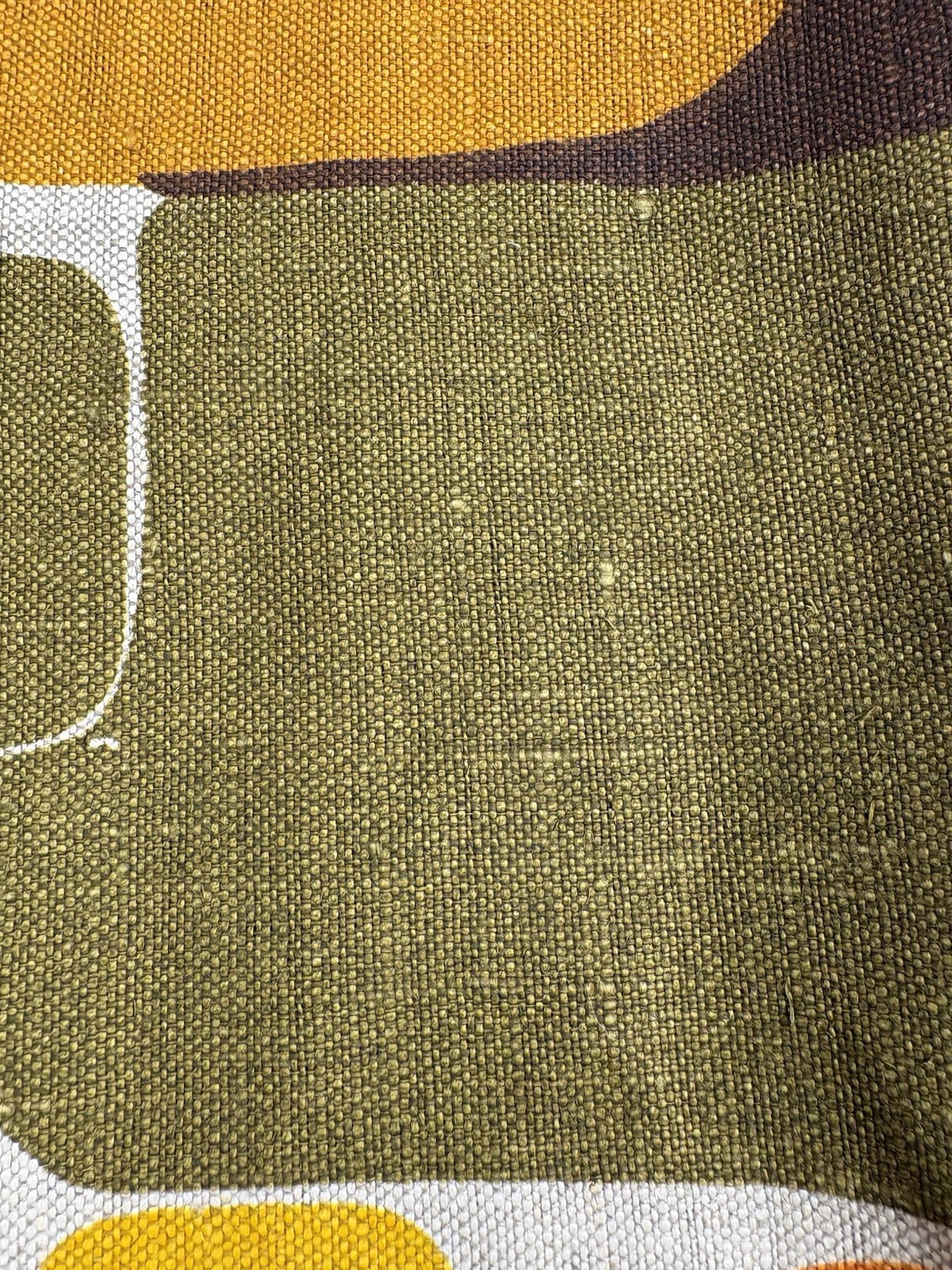Vintage Filkauf Screen Printed Linen Fabric MCM Retro Orange Brown 100% Linen