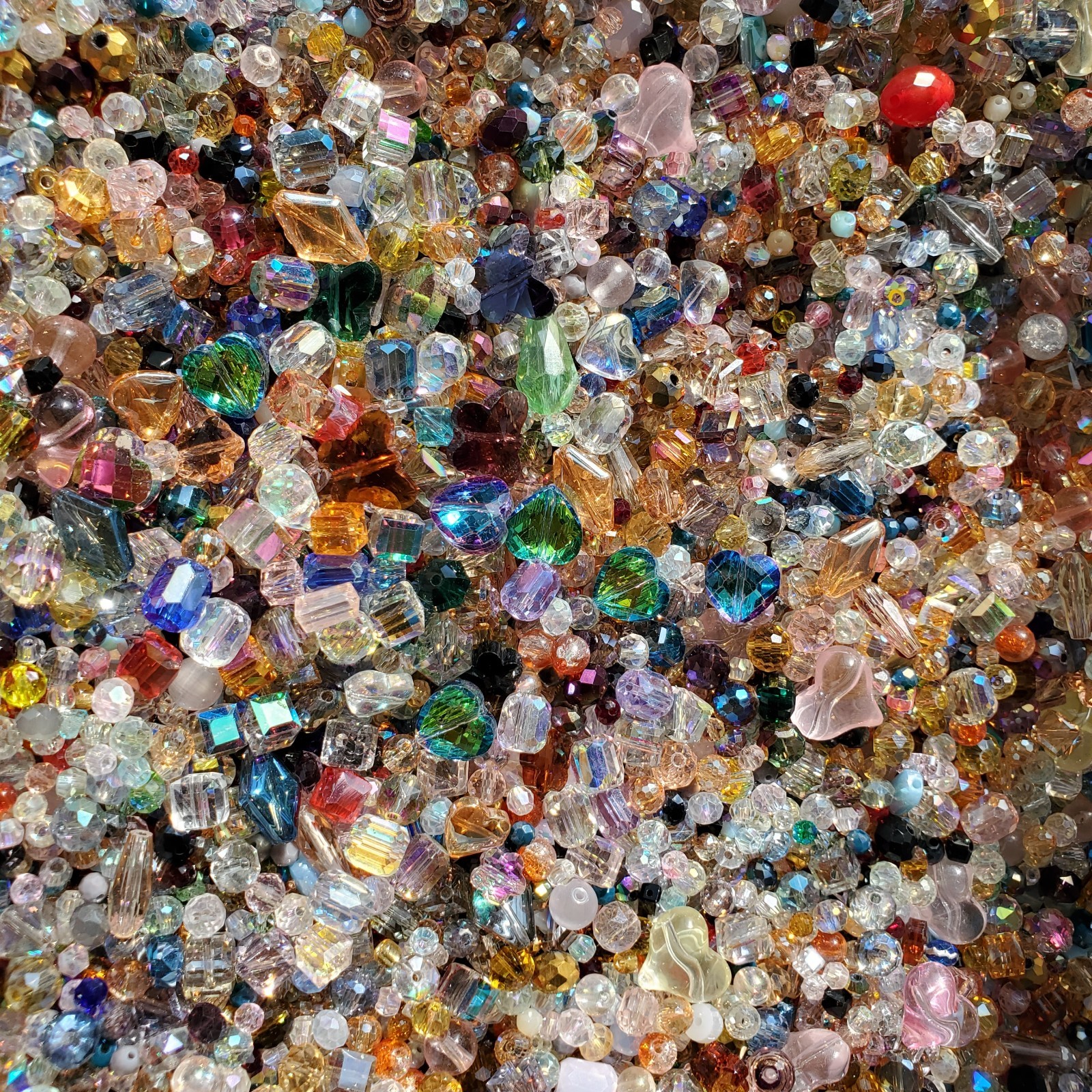 1000+ Glass Beads, 1 Lb. Loose Beads, Bulk Beads, Mix Shape Beads High Quality