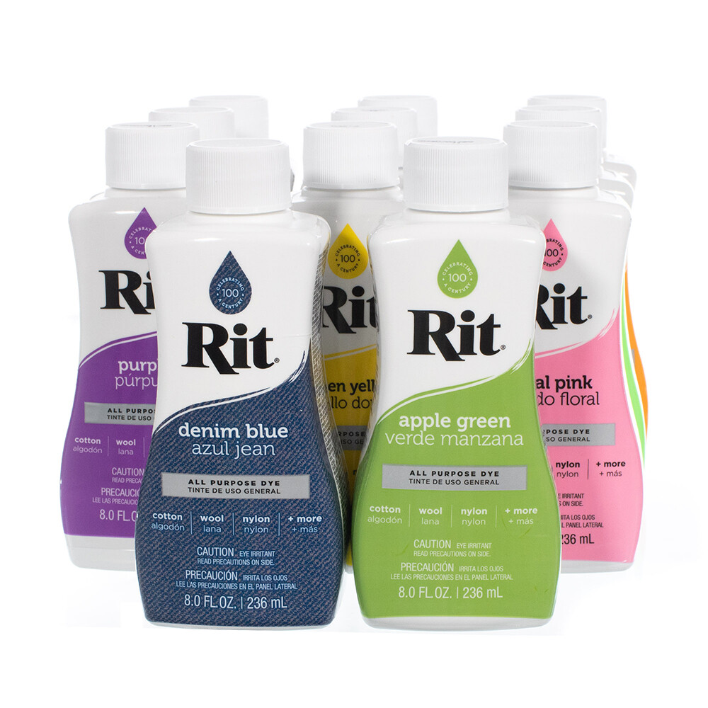 Craft County RIT DYE Liquid All-Purpose – Color, Marble, Tie-Dye Fabrics 8 Oz