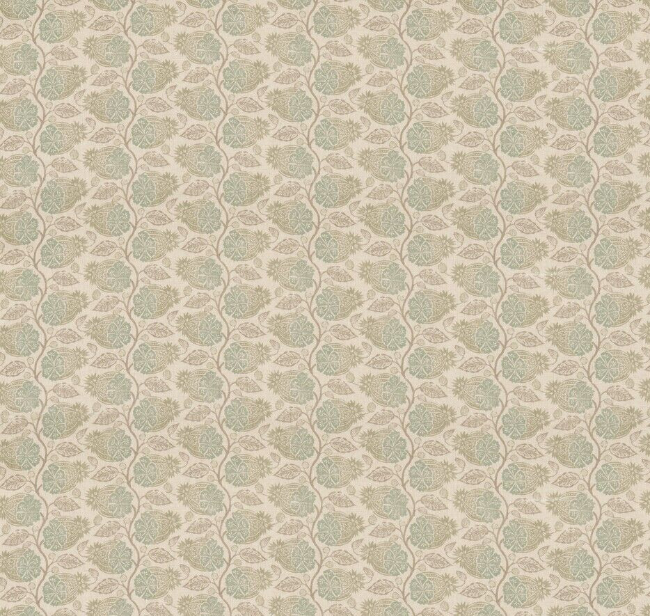 GP & J BAKER CURTAIN FABRIC DESIGN Calcot Aqua 8.5 METRE LINEN BLEND SMALL HOUSE