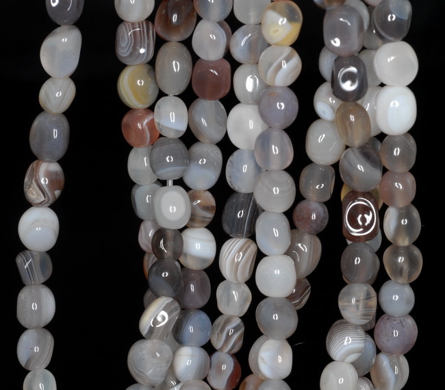 9X9-6X5MM BOSTWANA AGATE GEMSTONE PEBBLE LOOSE BEADS 7.5inch