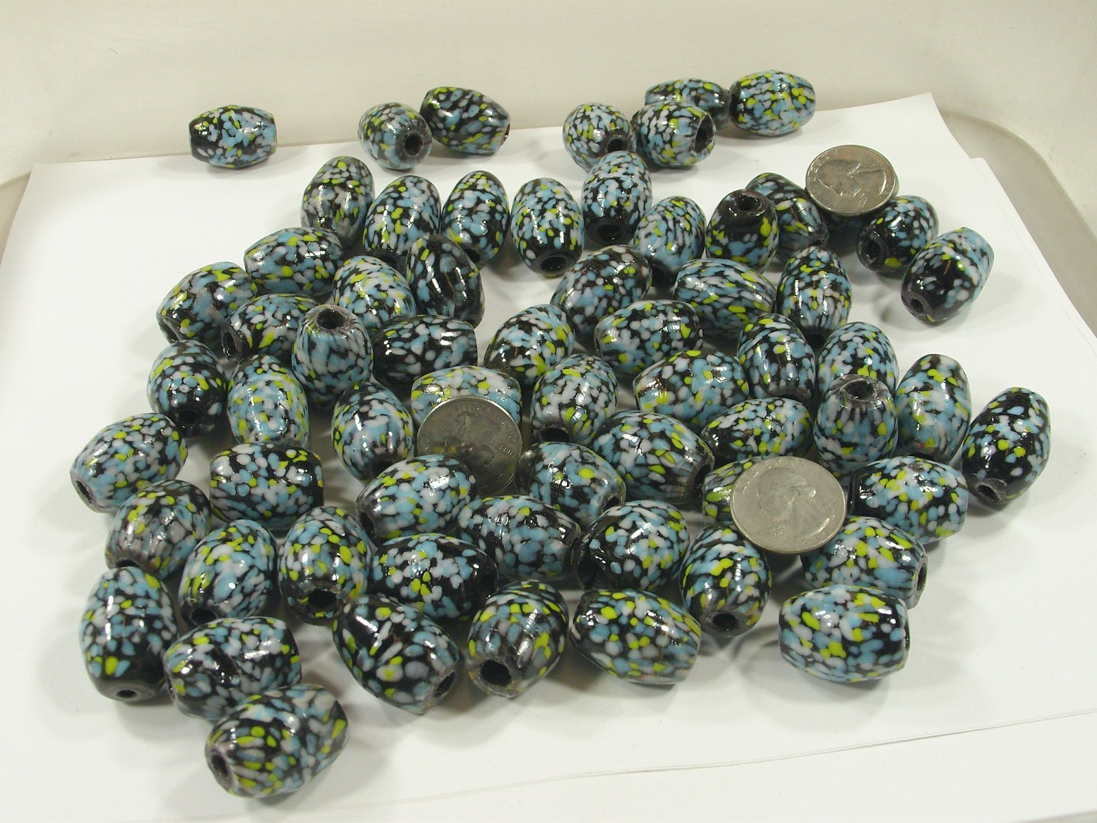2 Pounds Large India Handmade Marble Splash Glass Beads Wholesale Lot (AMT-3) ⭐