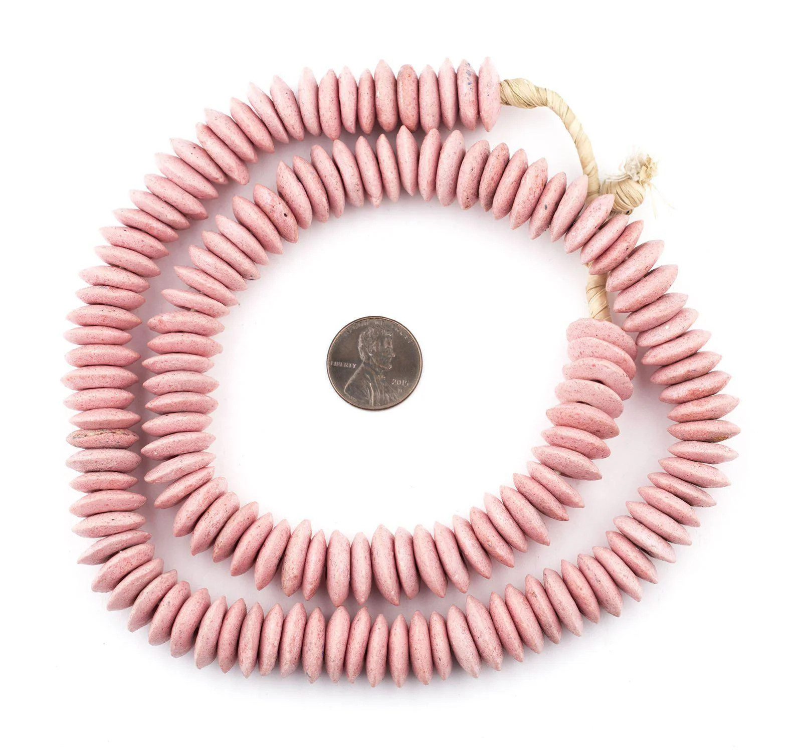 Rose Pink Ashanti Glass Saucer Beads 14mm Ghana African Large Hole Handmade