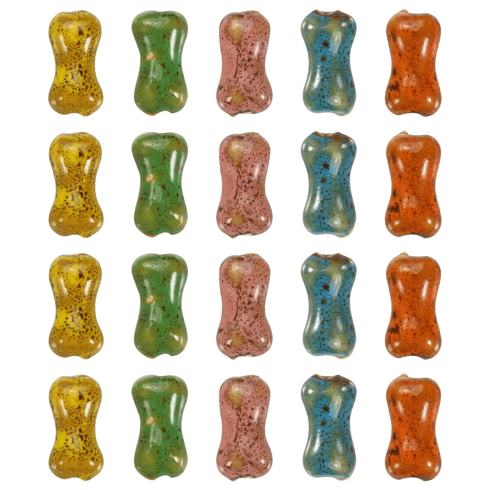 20 pcs Bone Porcelain Beads 2.5mm Holes(Yellow Tone/Red/Green/Blue/Orange)