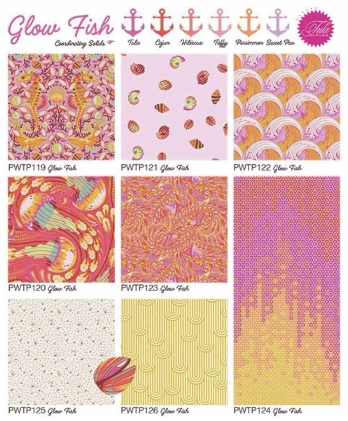 💖🐠Tula Pink Zuma Glitter Litter Glow Fish PWTP125 FQ OOP RARE FIND⚓️
