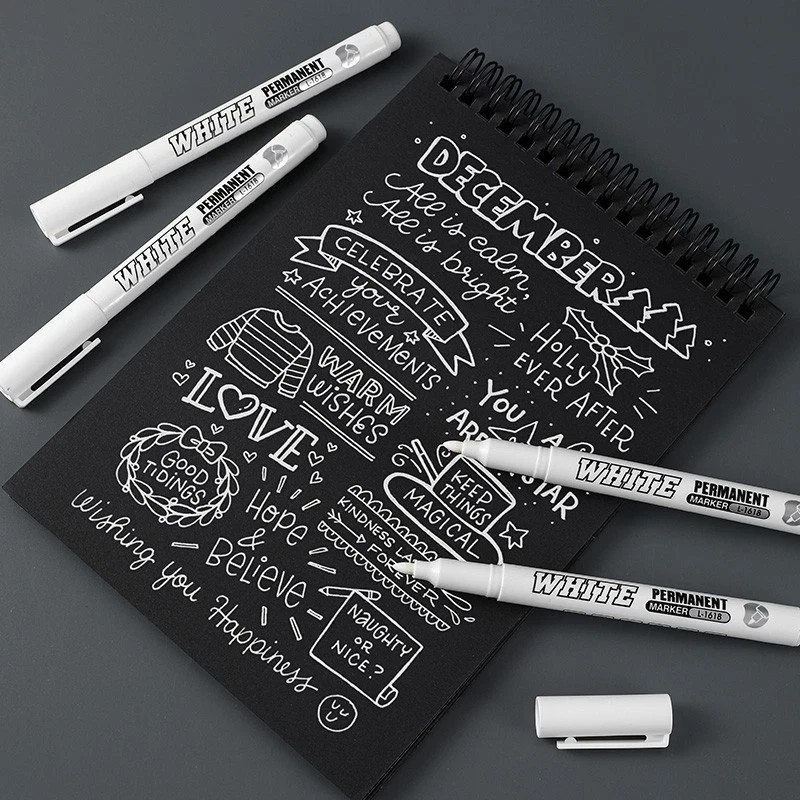 3pcs White Waterproof Permanent Paint Marker Pens for Metal Wood Fabric