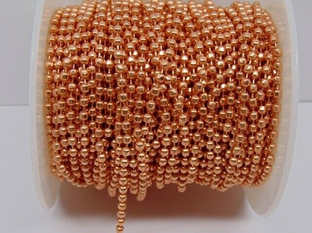 100% COPPER Ball Chain ~ Faceted Bead ~ 3.2mm ~ w/ or w/o Connectors Made in USA