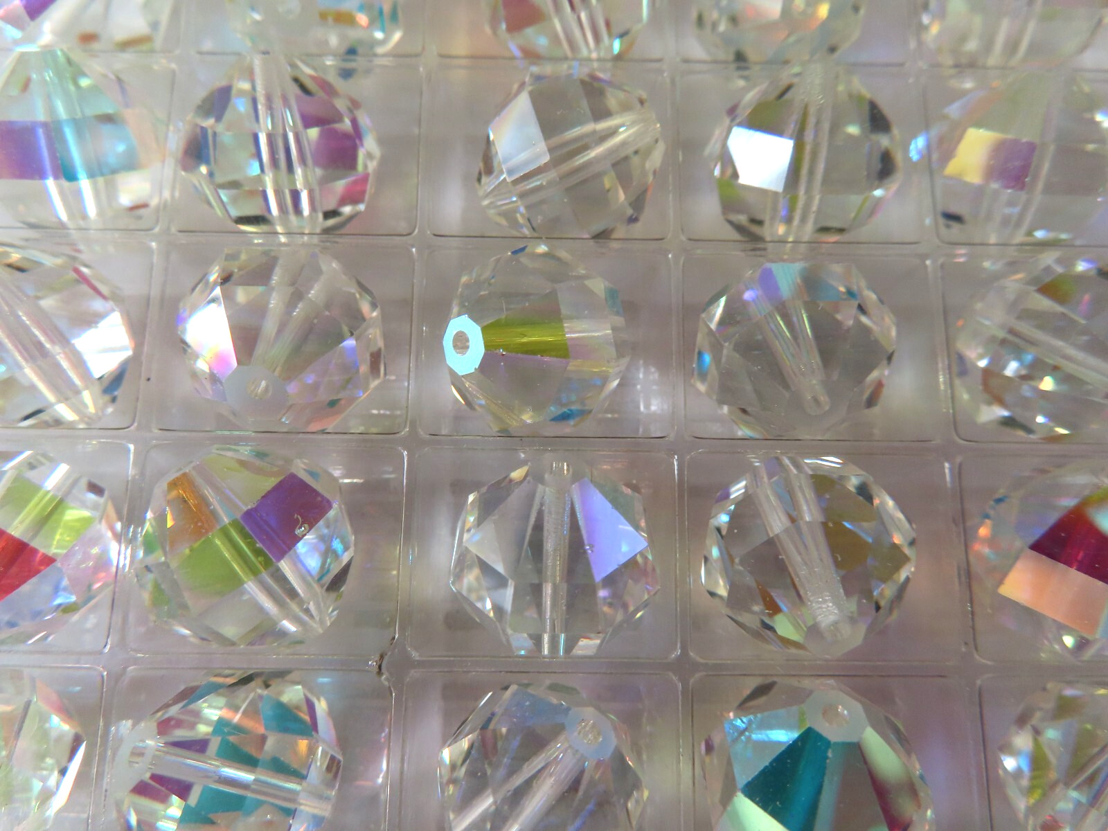 Factory Box 48 Vintage Swarovski Geometric Crystal Beads 12mm Crystal AB. #346