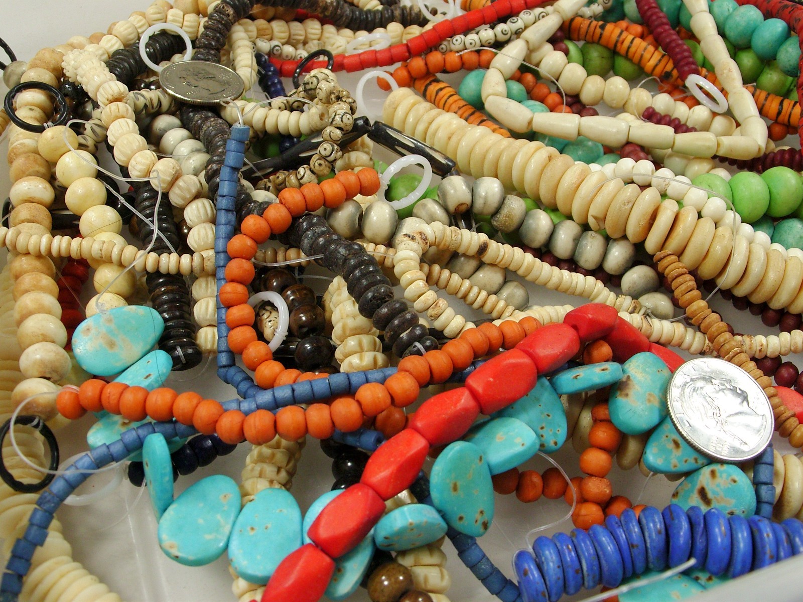 2 Pounds Odds and Ends India Handmade Water Buffalo Bone Beads Lot (AXP-5) ⭐