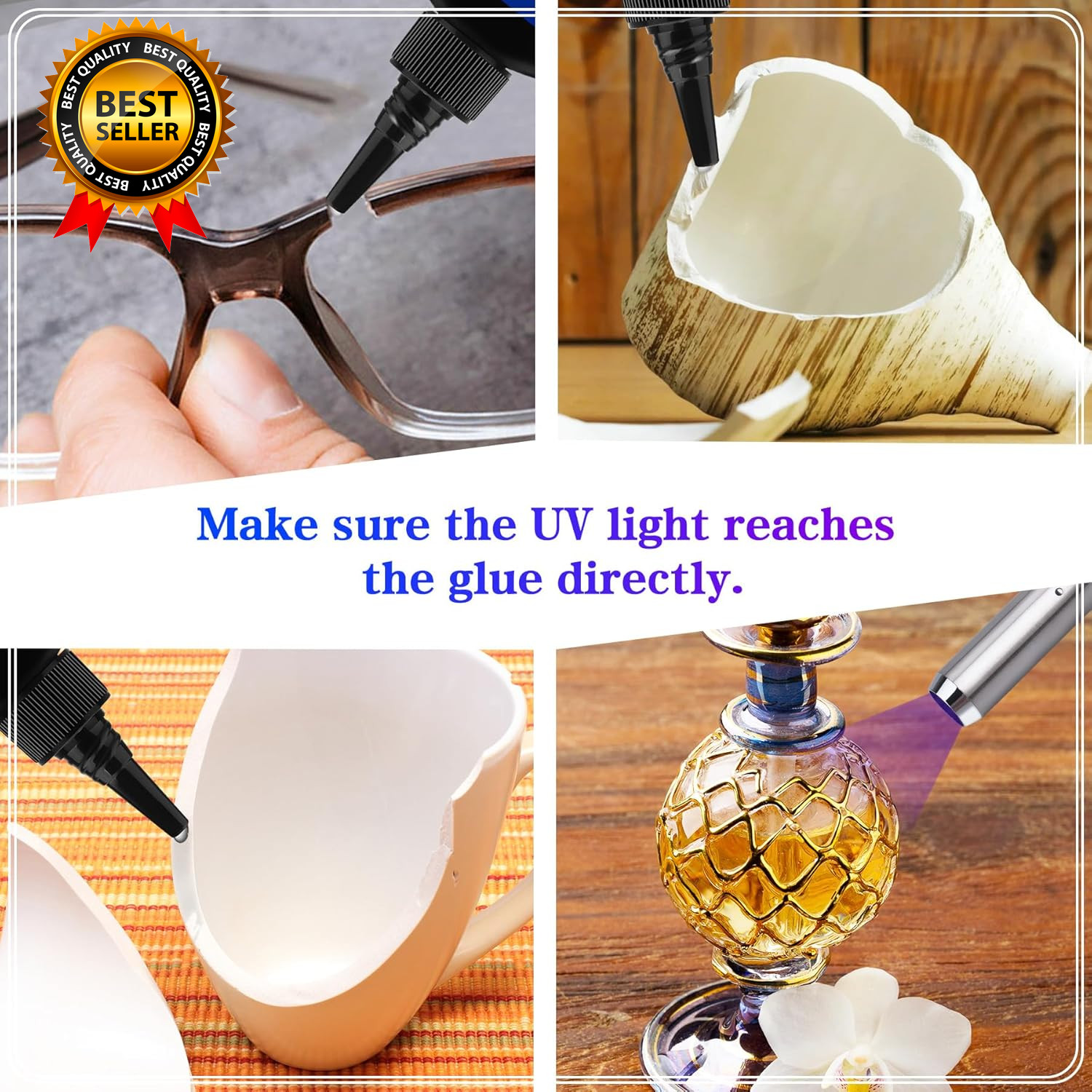 UV Resin Kit with Light 60G UV Glue for Bonding & Curing in Seconds Professional