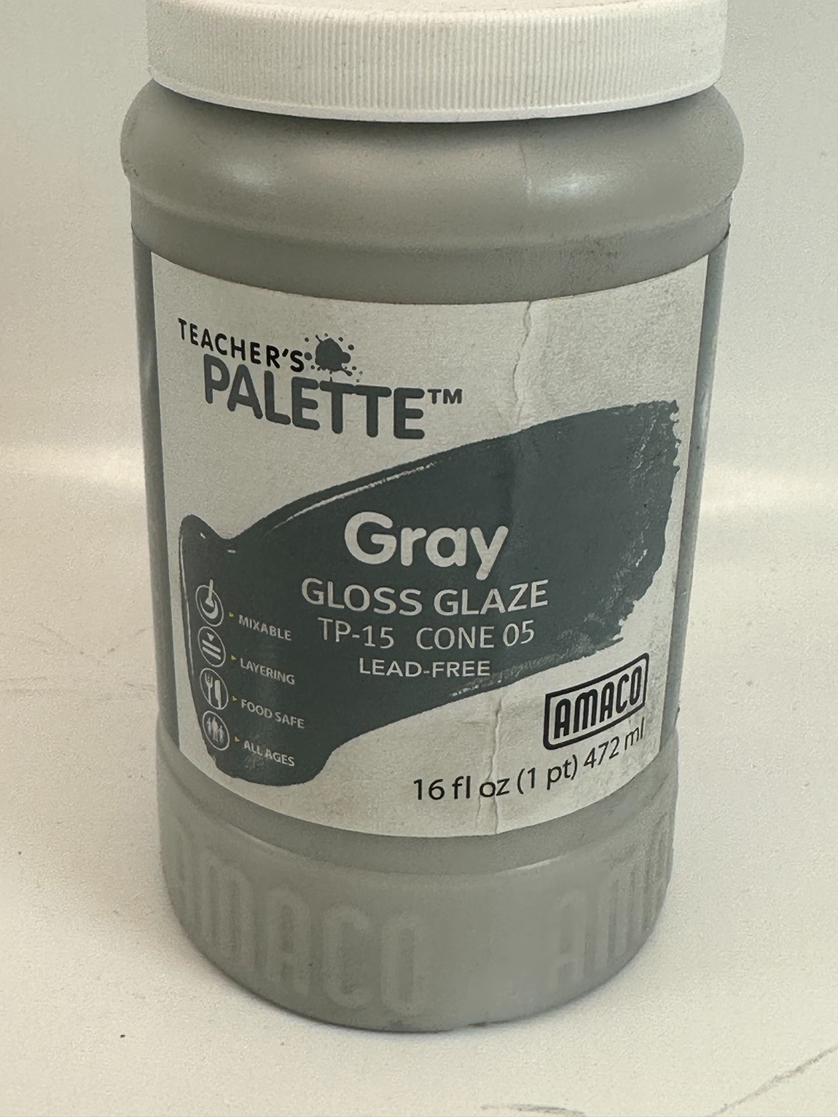 Amaco 36603C Teachers Palette Gloss Glaze – “Maize” 16 fl.oz. Sealed Top