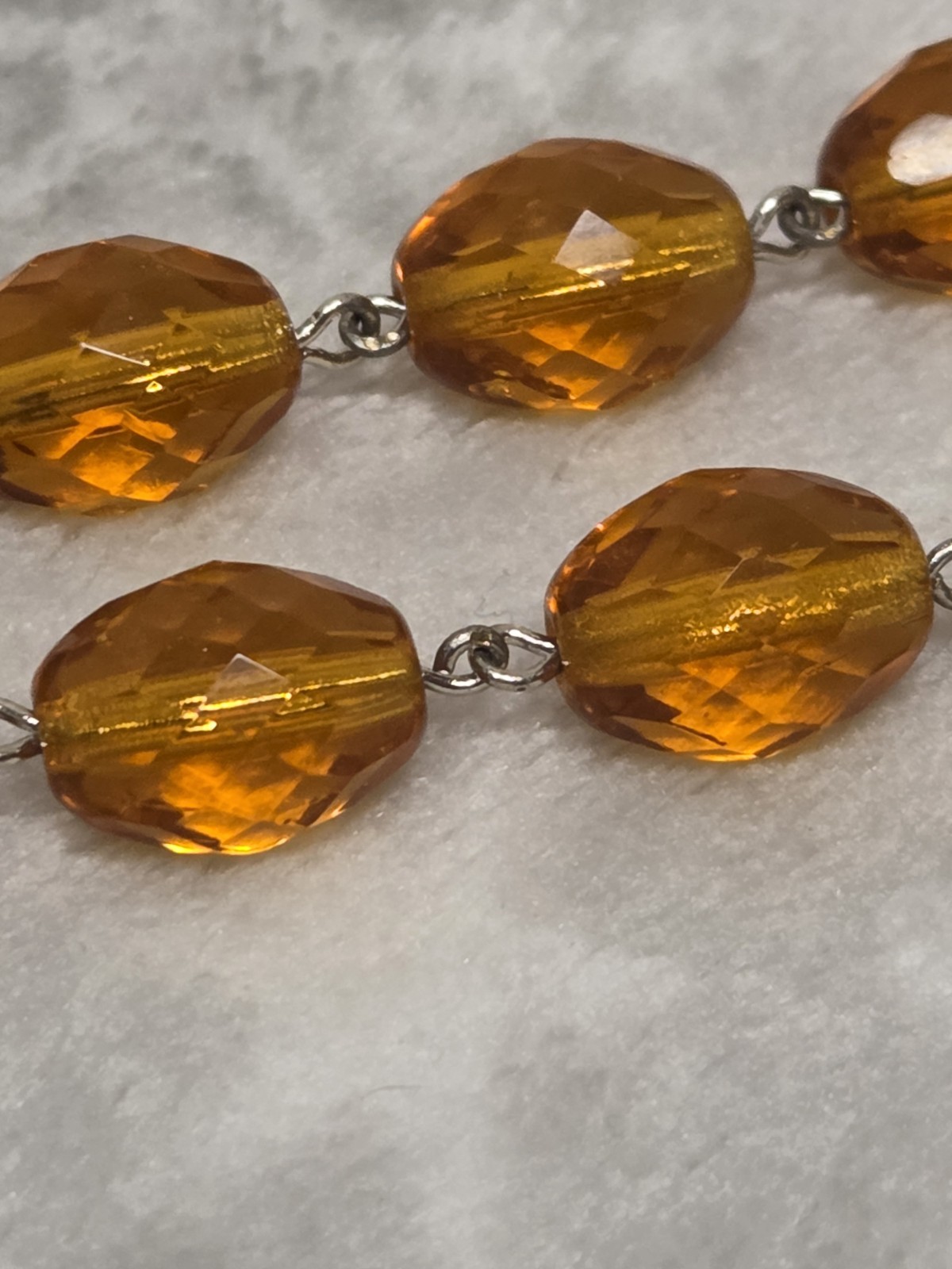 38” Amber glass color beads prism chain chandelier lamp parts