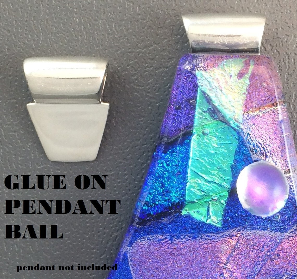 Sterling Silver Glue On Pendant Bail 12mm x 15mm .925 Highly Polished
