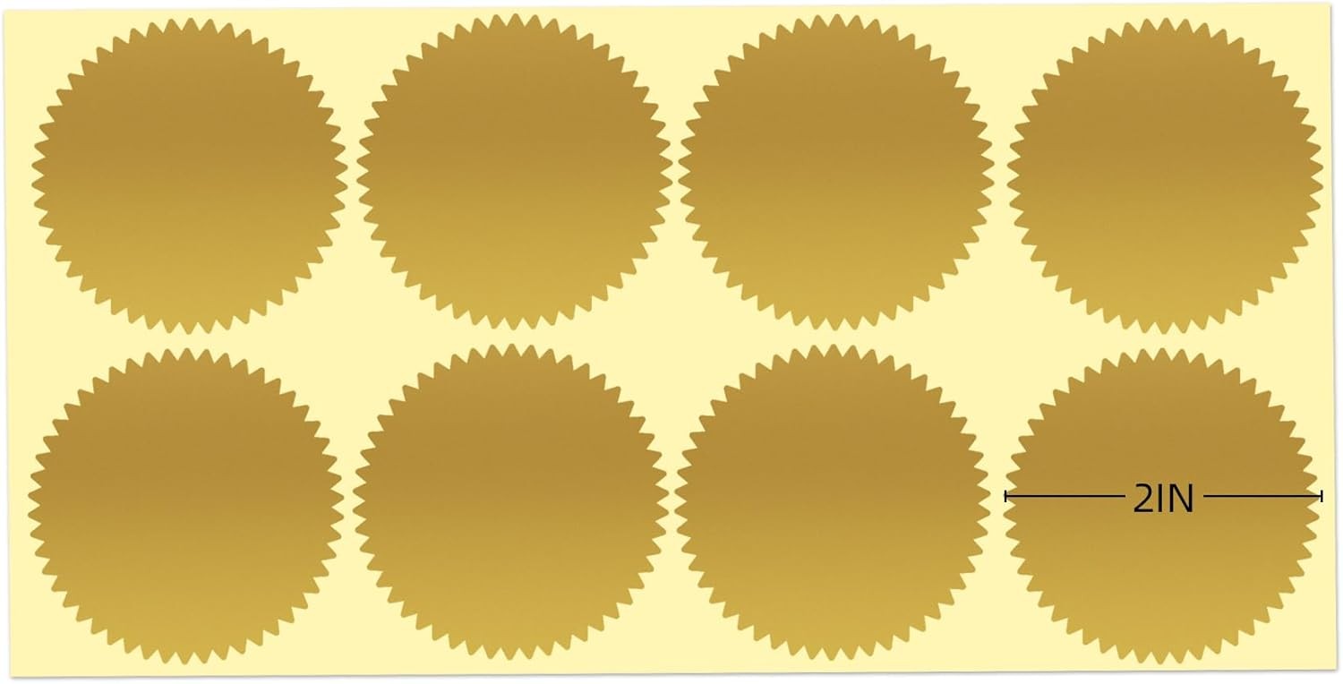 200 Pcs 2 Inch Embossing Stickers Gold Metallic Seals Certificate Sealing Labels