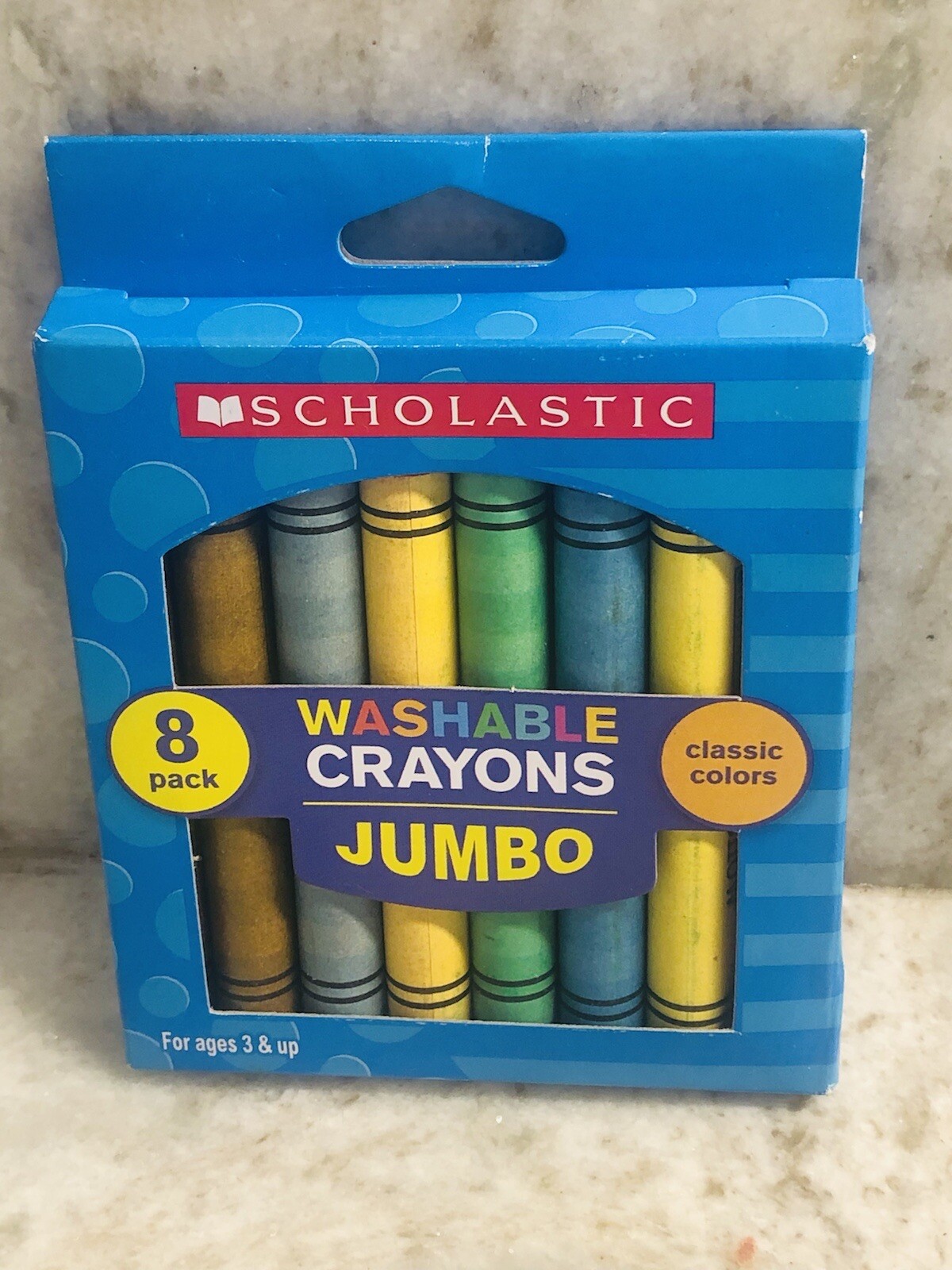 Scholastic-8 pack Clasic Colors Washsble Crayons Jumbo.3+. ShipN24Hours